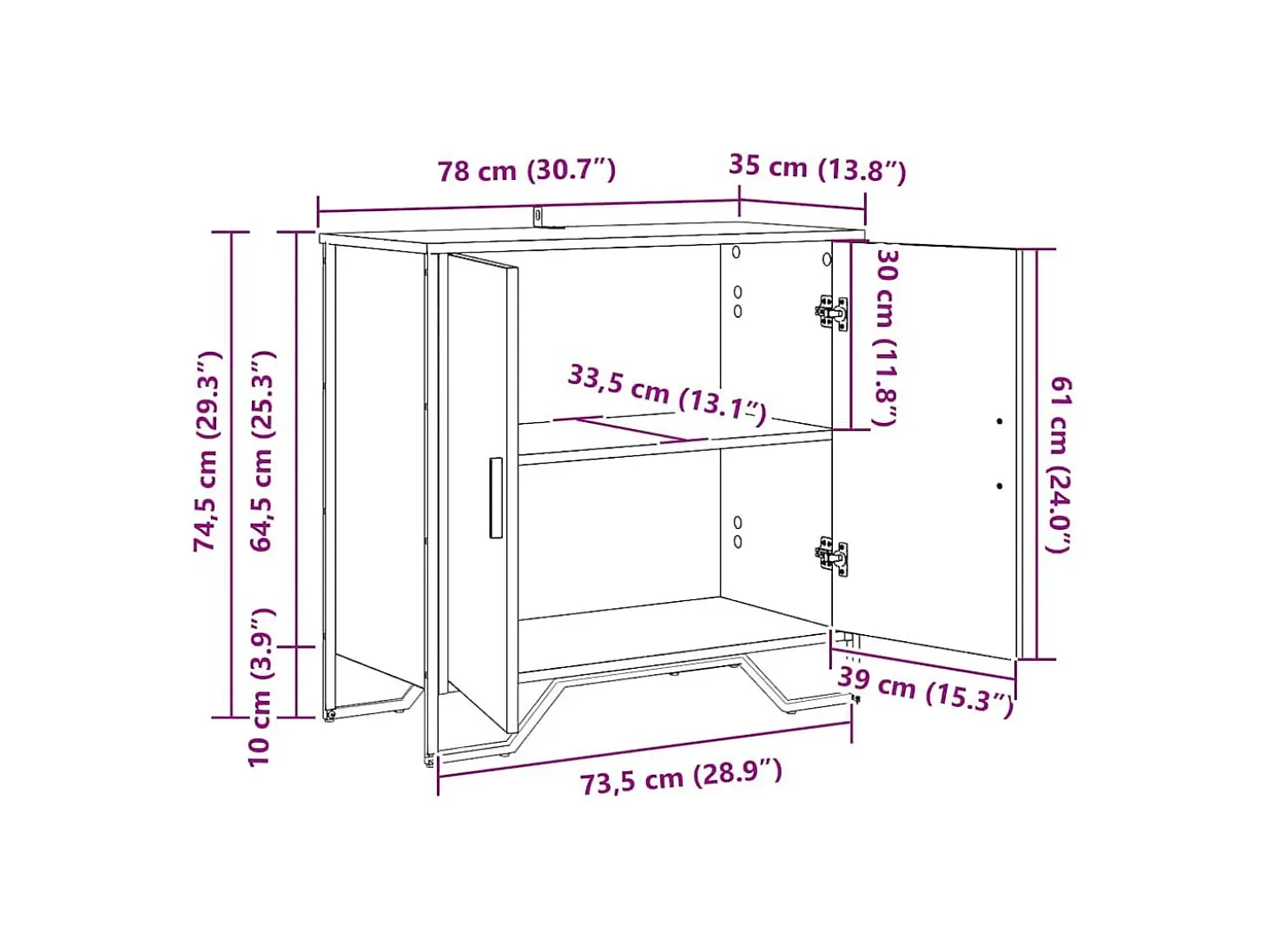 Aparador marrón 78 x 35,5 x 74,5 cm Madera de ingeniería