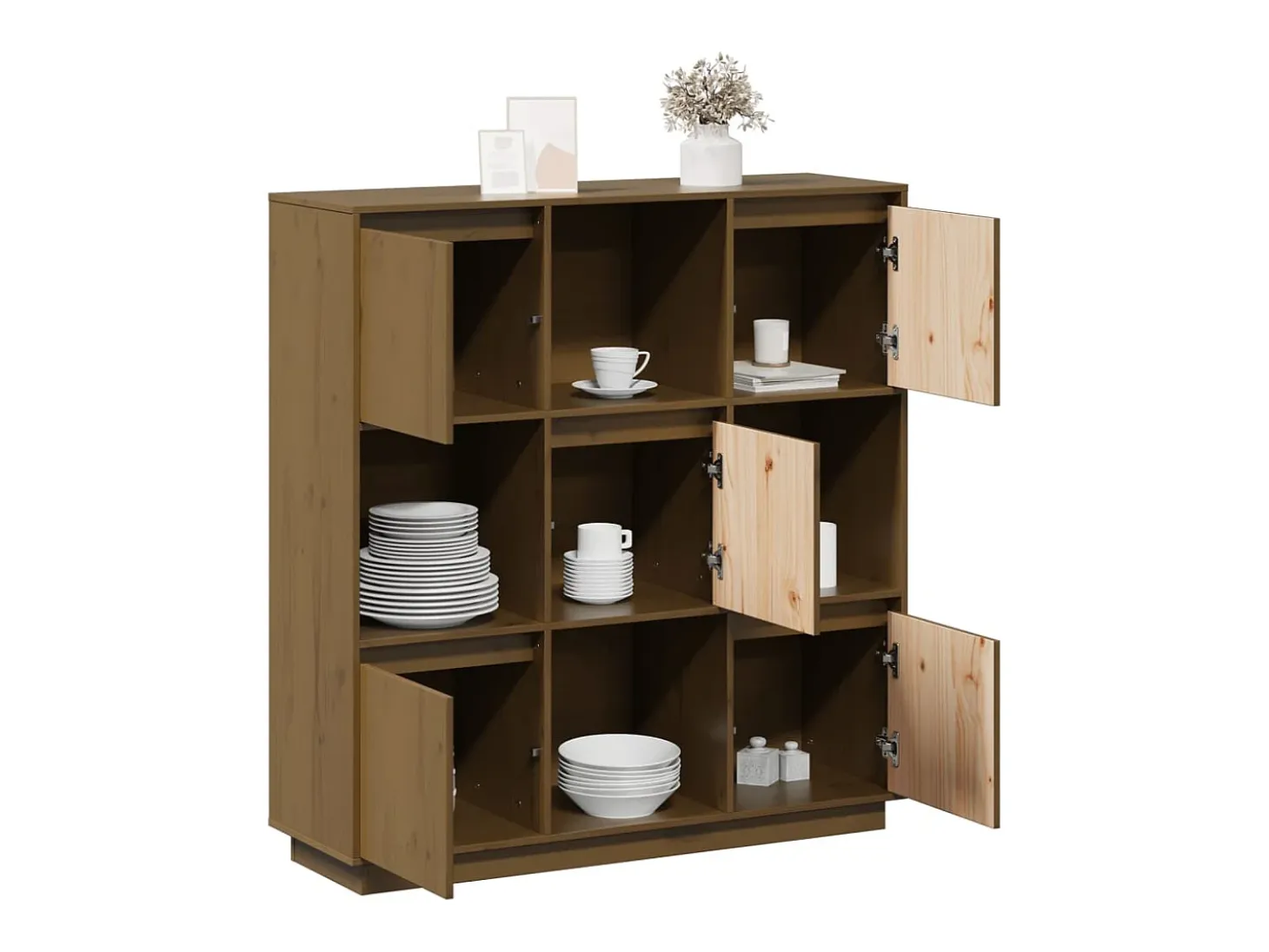 Aparador marrón miel 110,5x35x117 cm Madera maciza de pino