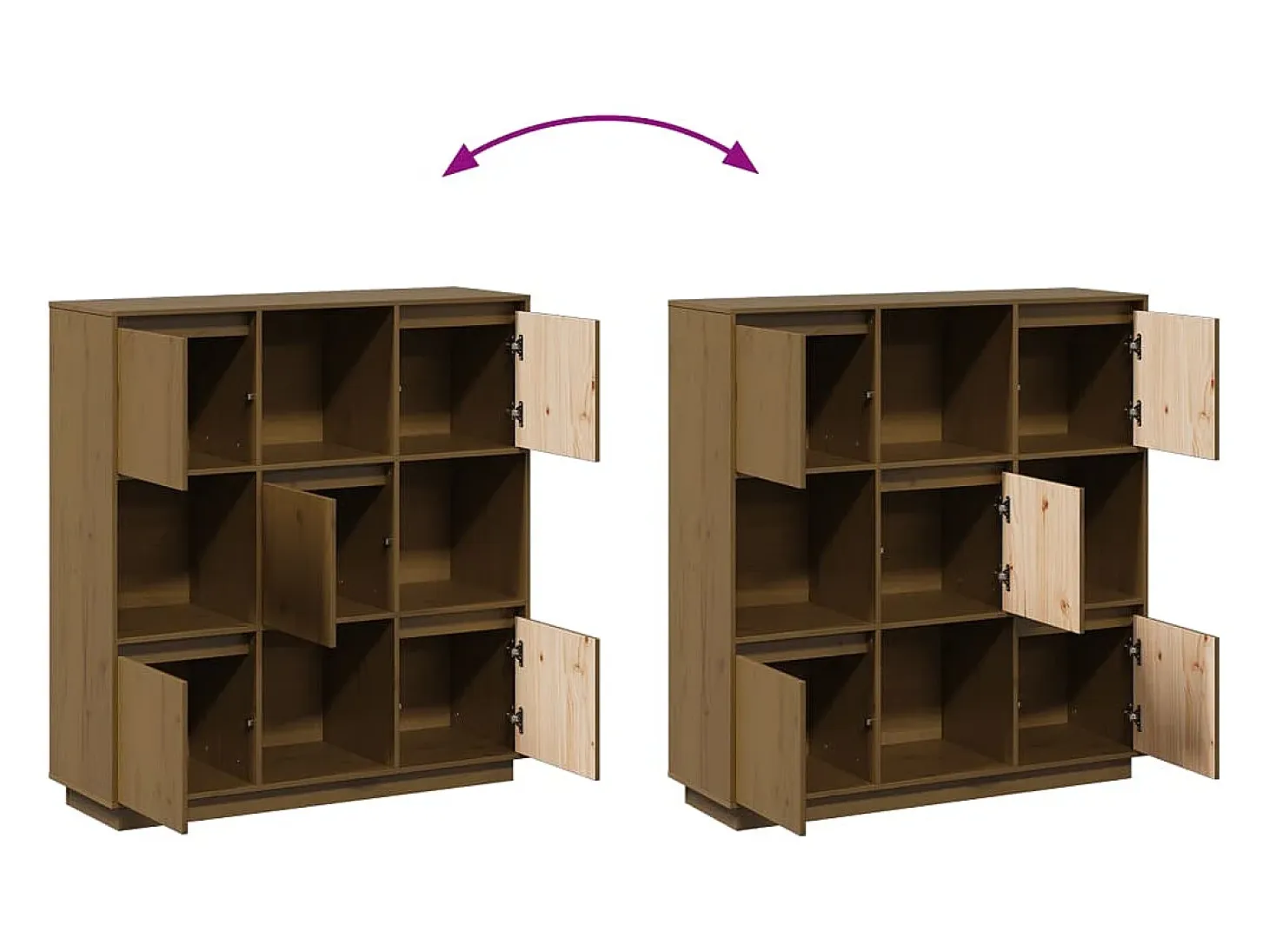 Aparador marrón miel 110,5x35x117 cm Madera maciza de pino