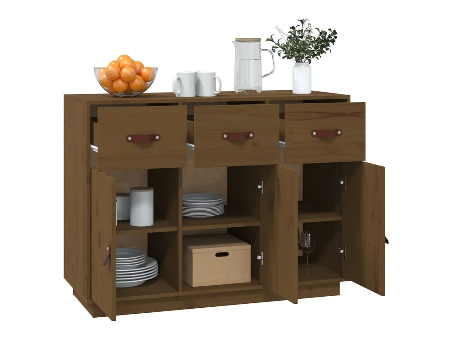 Aparador Marrón Miel 100x40x75 cm Madera Maciza de Pino