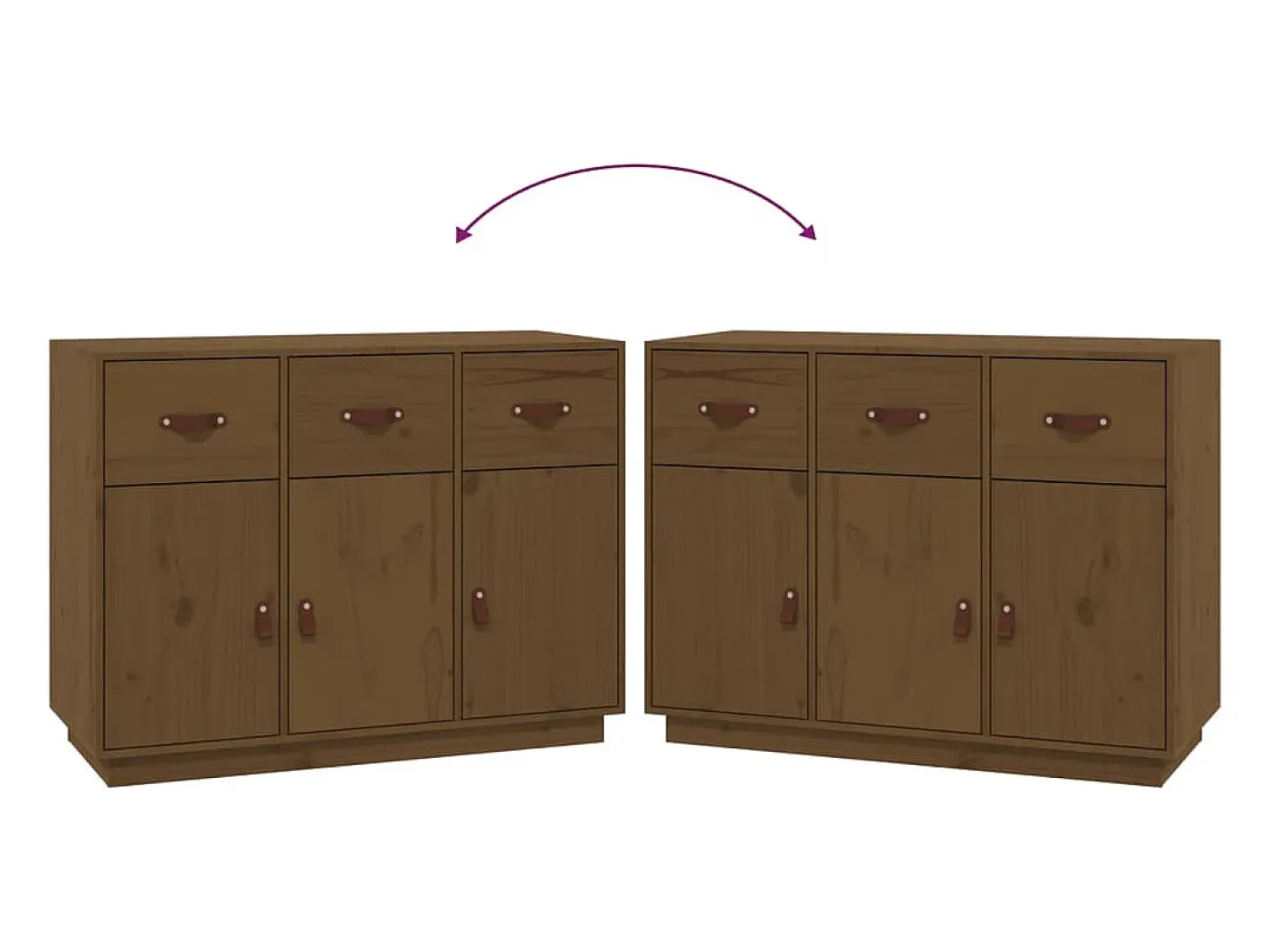 Aparador Marrón Miel 100x40x75 cm Madera Maciza de Pino