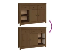 Aparador Marrón Miel 100x35x74 cm Madera Maciza de Pino