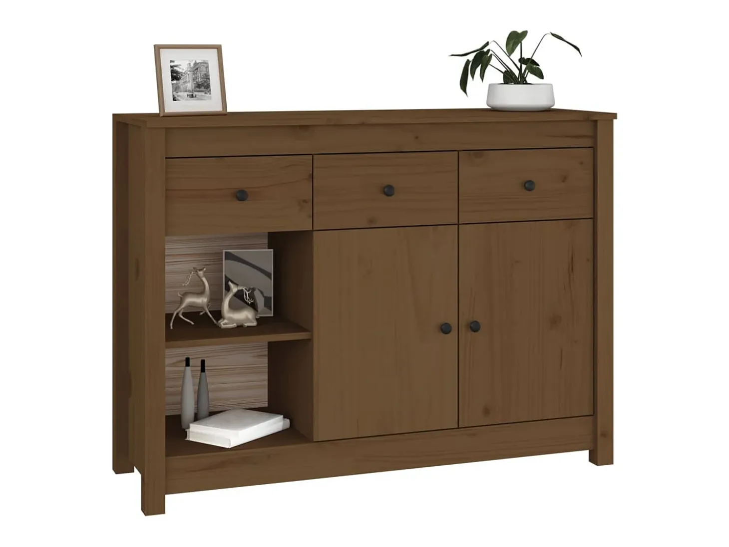 Aparador Marrón Miel 100x35x74 cm Madera Maciza de Pino