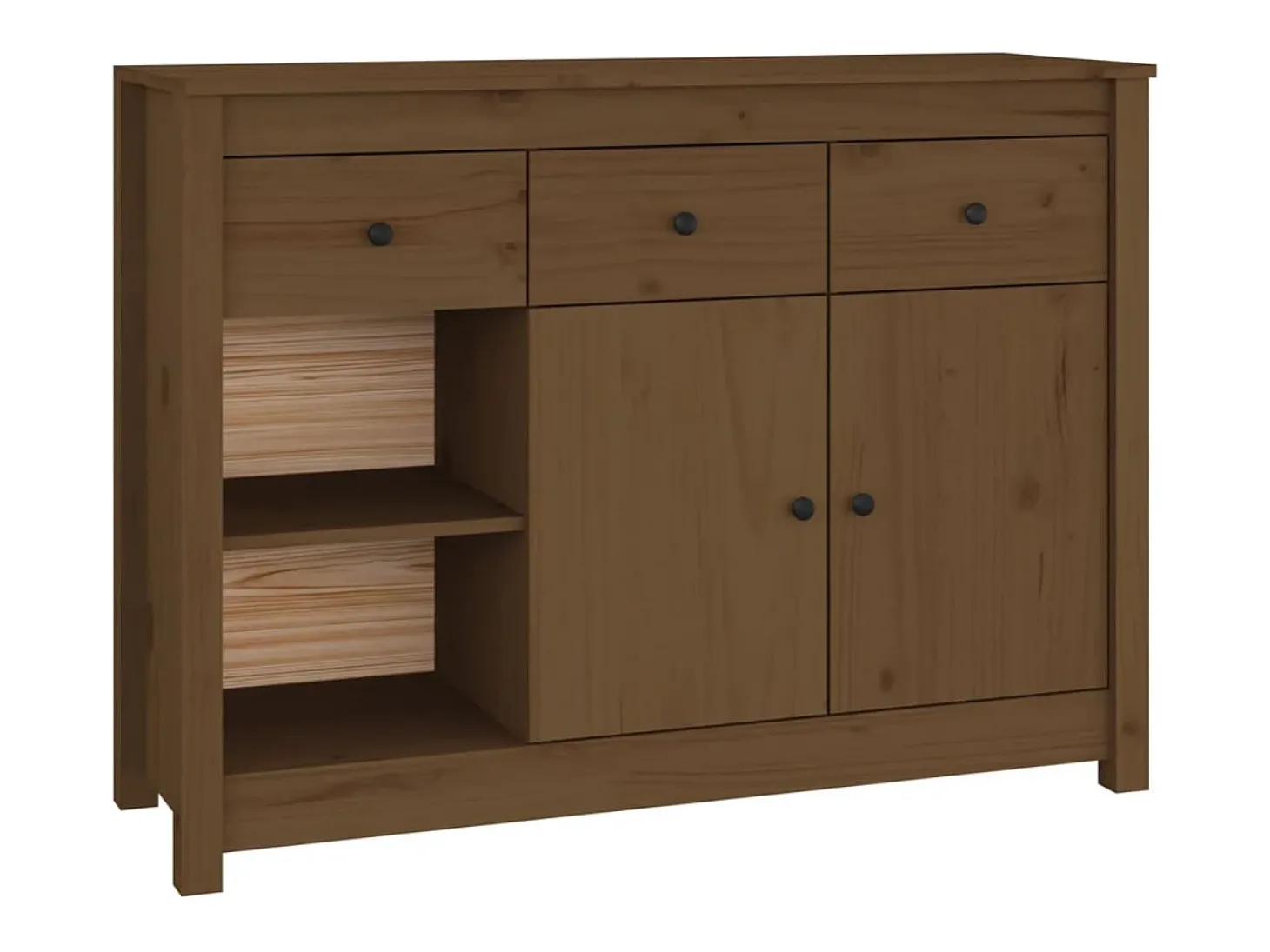 Aparador Marrón Miel 100x35x74 cm Madera Maciza de Pino