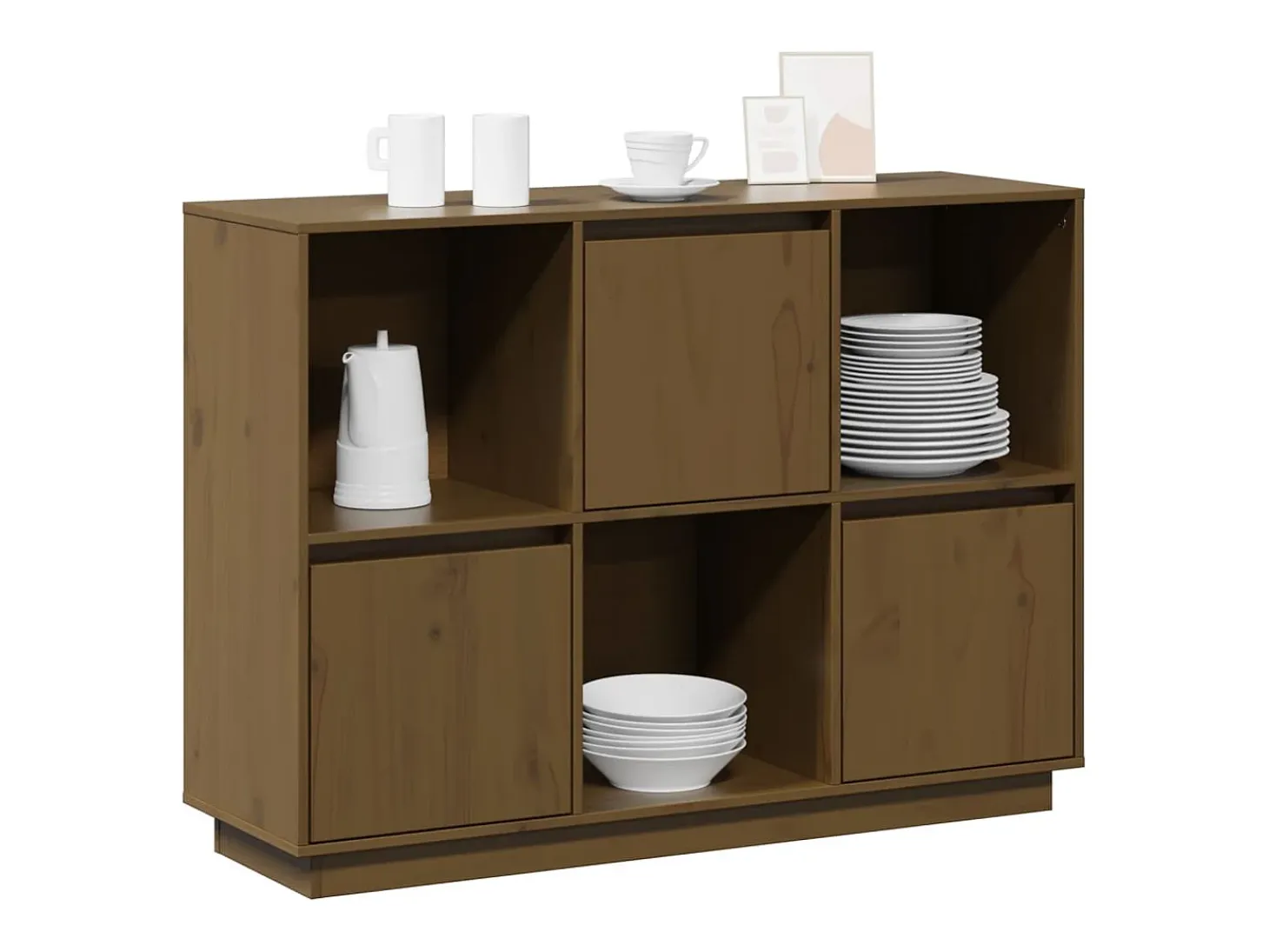 Aparador Marrón Miel 110,5x35x80 cm Madera Maciza de Pino
