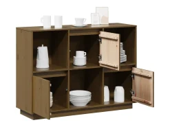 Aparador Marrón Miel 110,5x35x80 cm Madera Maciza de Pino