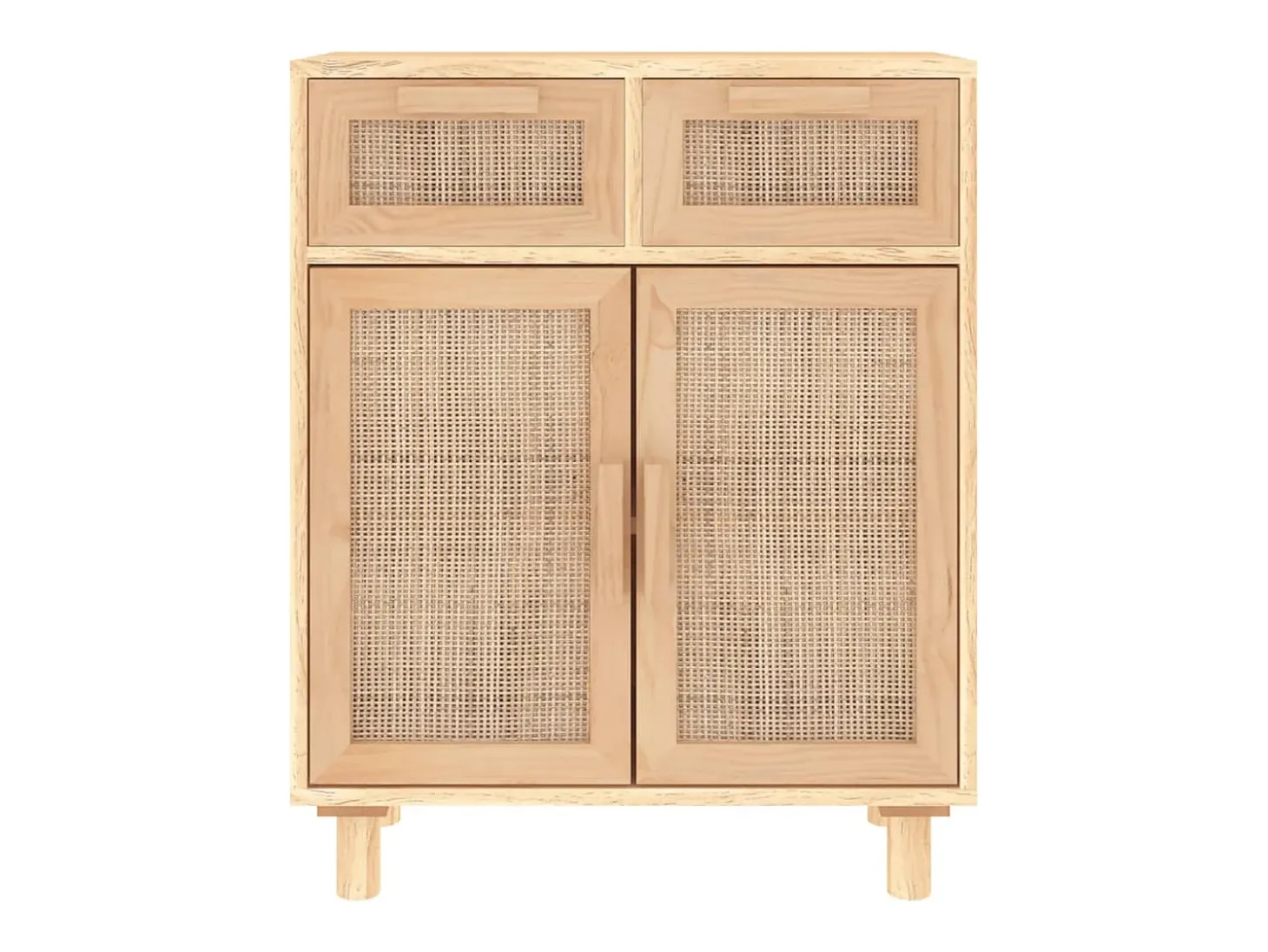 Aparador Marrón 60x30x75 cm Madera maciza de pino y ratán natural