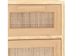 Aparador Marrón 60x30x75 cm Madera maciza de pino y ratán natural