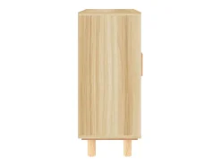 Aparador Marrón 60x30x70 cm Madera maciza de pino y ratán natural