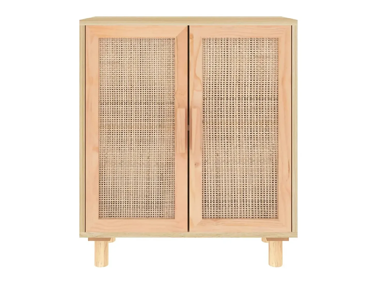 Aparador Marrón 60x30x70 cm Madera maciza de pino y ratán natural