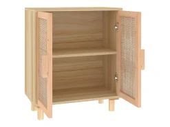 Aparador Marrón 60x30x70 cm Madera maciza de pino y ratán natural