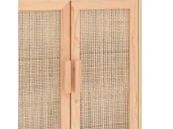 Aparador Marrón 60x30x70 cm Madera maciza de pino y ratán natural