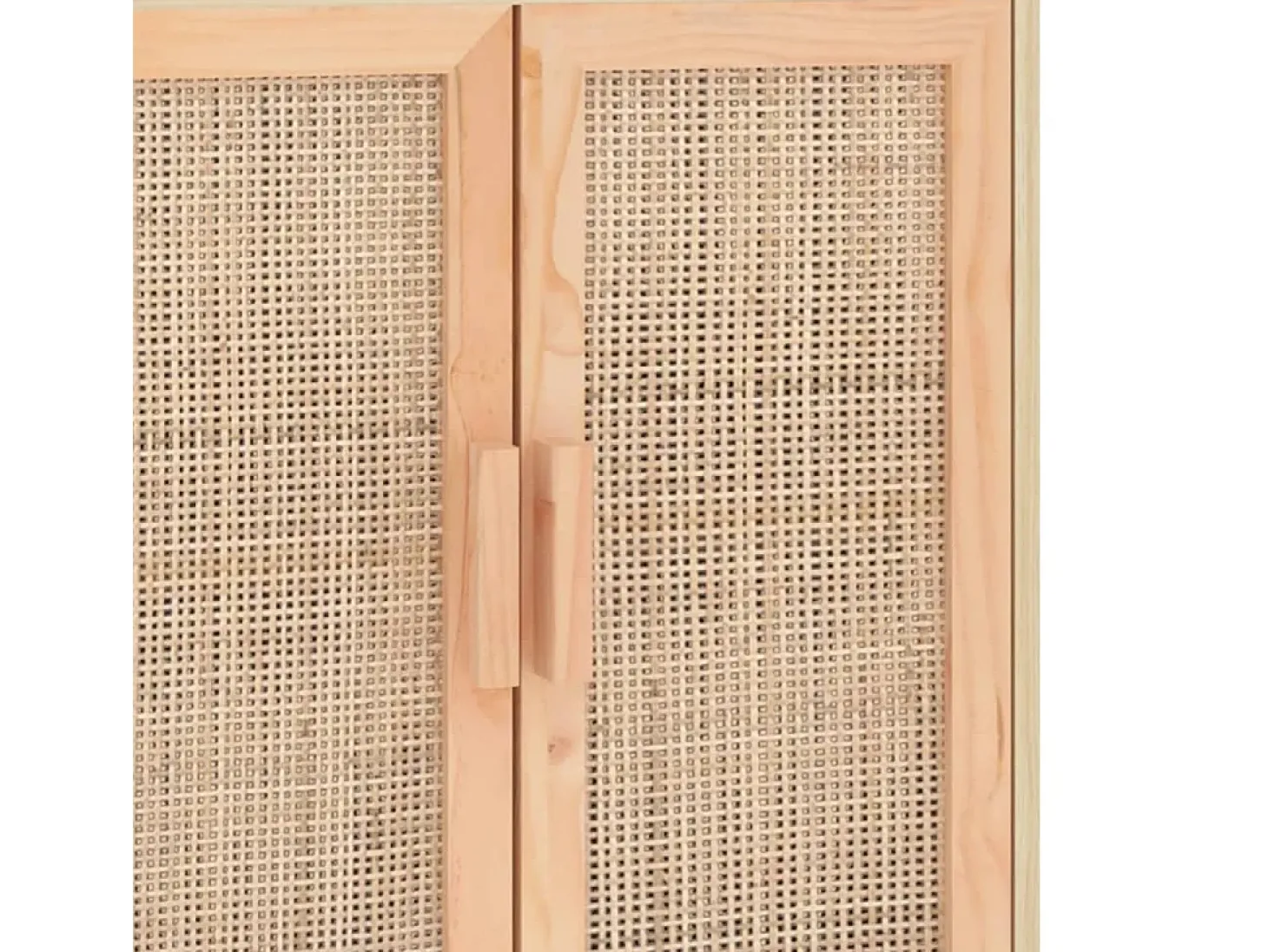 Aparador Marrón 60x30x70 cm Madera maciza de pino y ratán natural