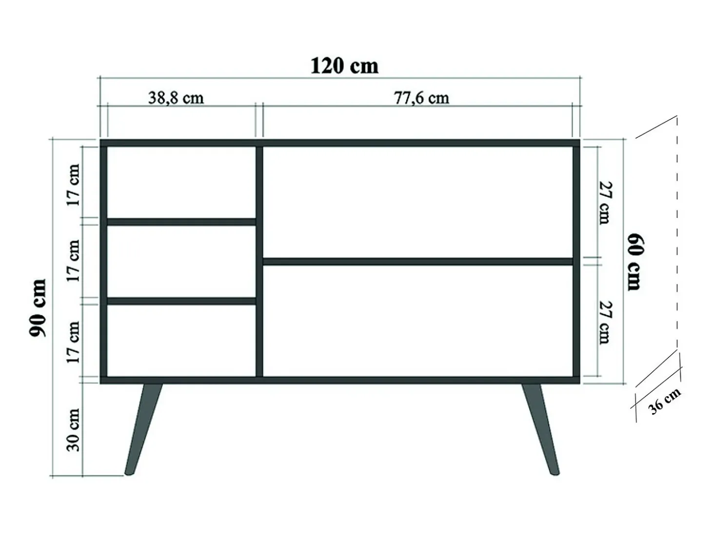Aparador MEGA-723 sonoma color roble 120x36x90 cm