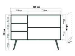 Aparador Mega-122 sonoma color roble 120x36x90 cm