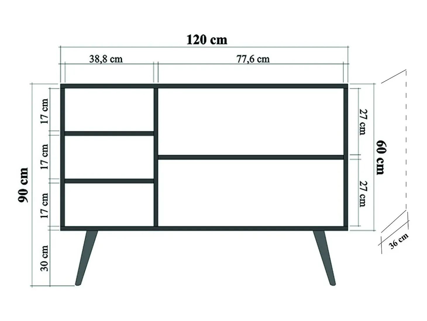 Aparador Mega-122 sonoma color roble 120x36x90 cm