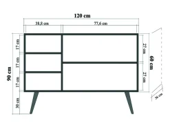 Aparador Mega-730 sonoma color roble 120x36x90 cm