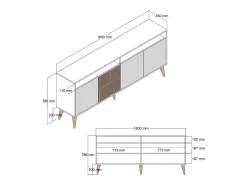 Aparador Milan 160 crema color nogal 160x35x78 cm