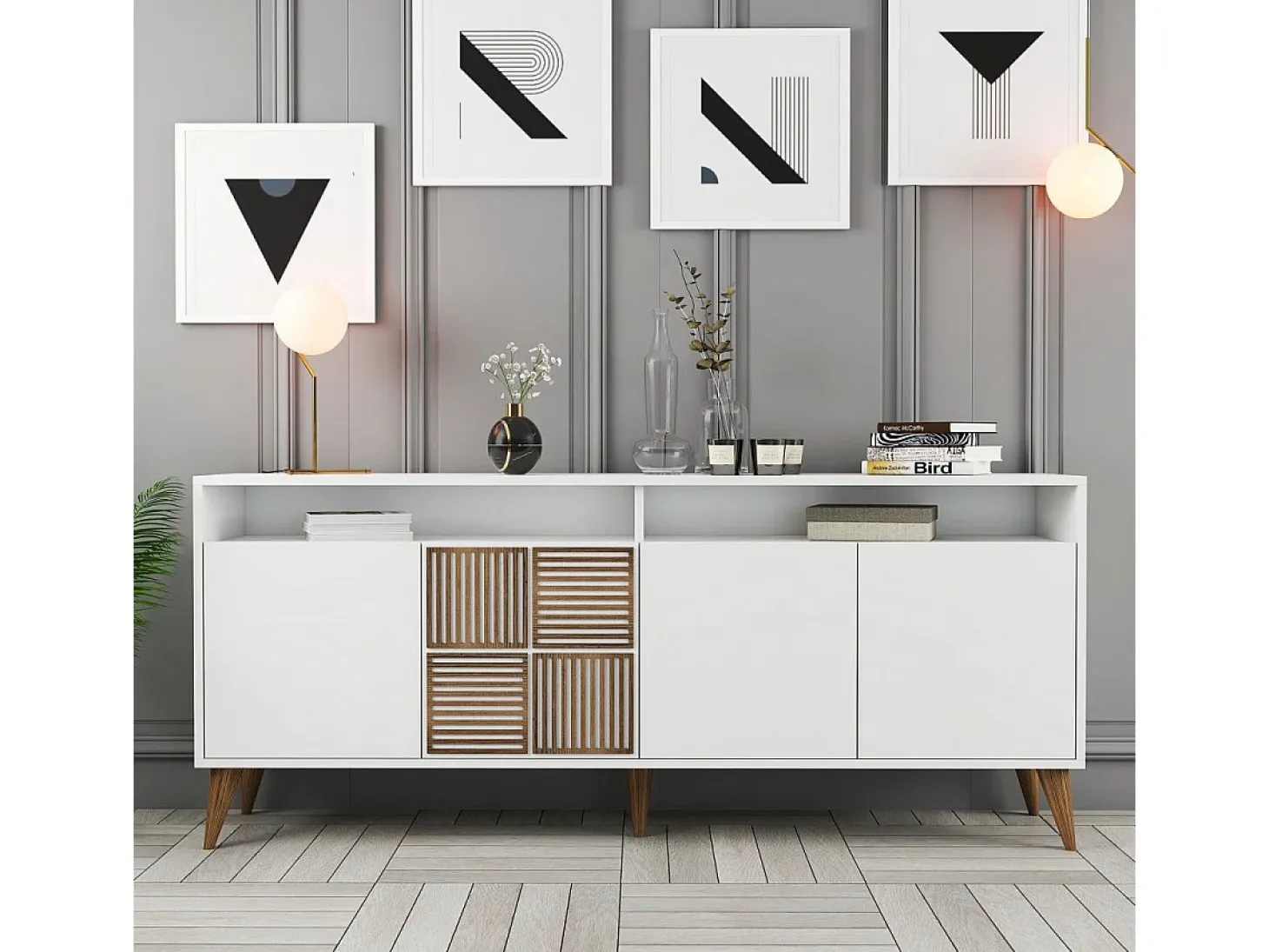 Aparador Milan blanco 180x35x78.6 cm
