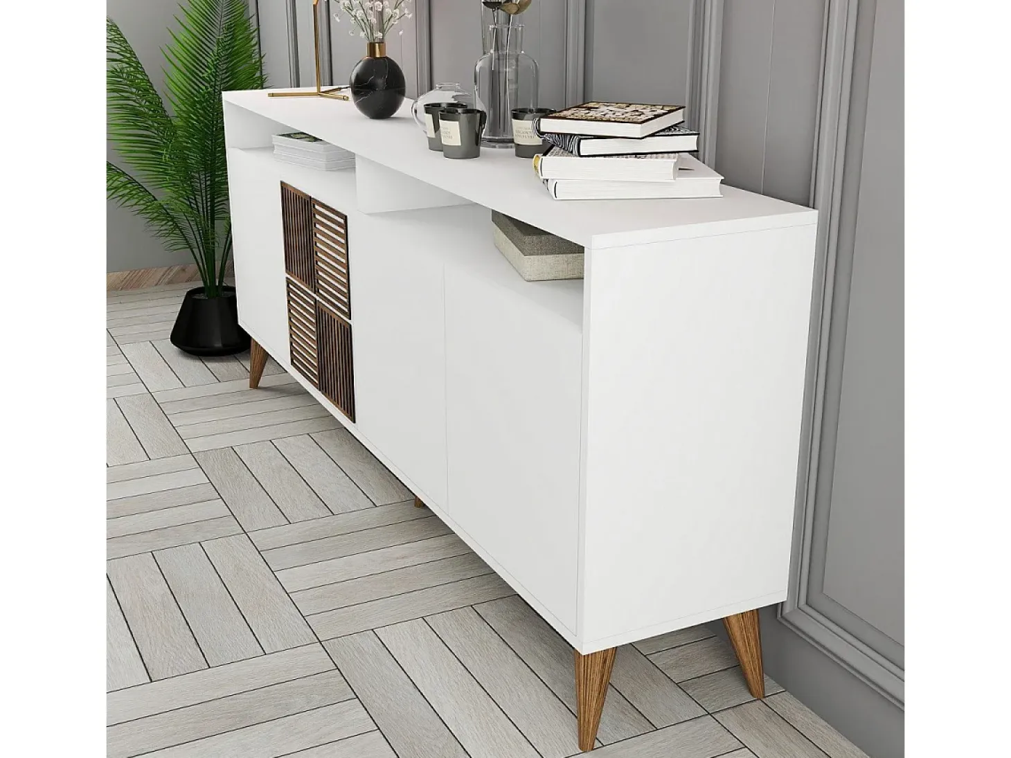 Aparador Milan blanco 180x35x78.6 cm