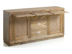 Aparador Mindy madera maciza natural 2 puertas 4 cajones Mazari 160 cm