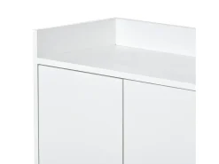 Aparador minimalista moderno, 4 puertas sin tiradores, para salón, cocina, MDF, blanco (120x30x80 cm)