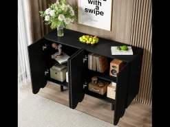 Aparador moderno - 4 puertas en forma de U con estantes - Negro