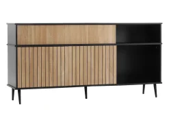 Aparador moderno - 4 puertas correderas y 1 cajón - con estantes ajustables - Natural y Negro