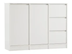 Aparador moderno - 2 puertas y 3 cajones - con estantes ajustables - Blanco