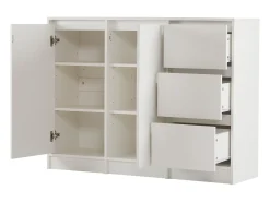 Aparador moderno - 2 puertas y 3 cajones - con estantes ajustables - Blanco