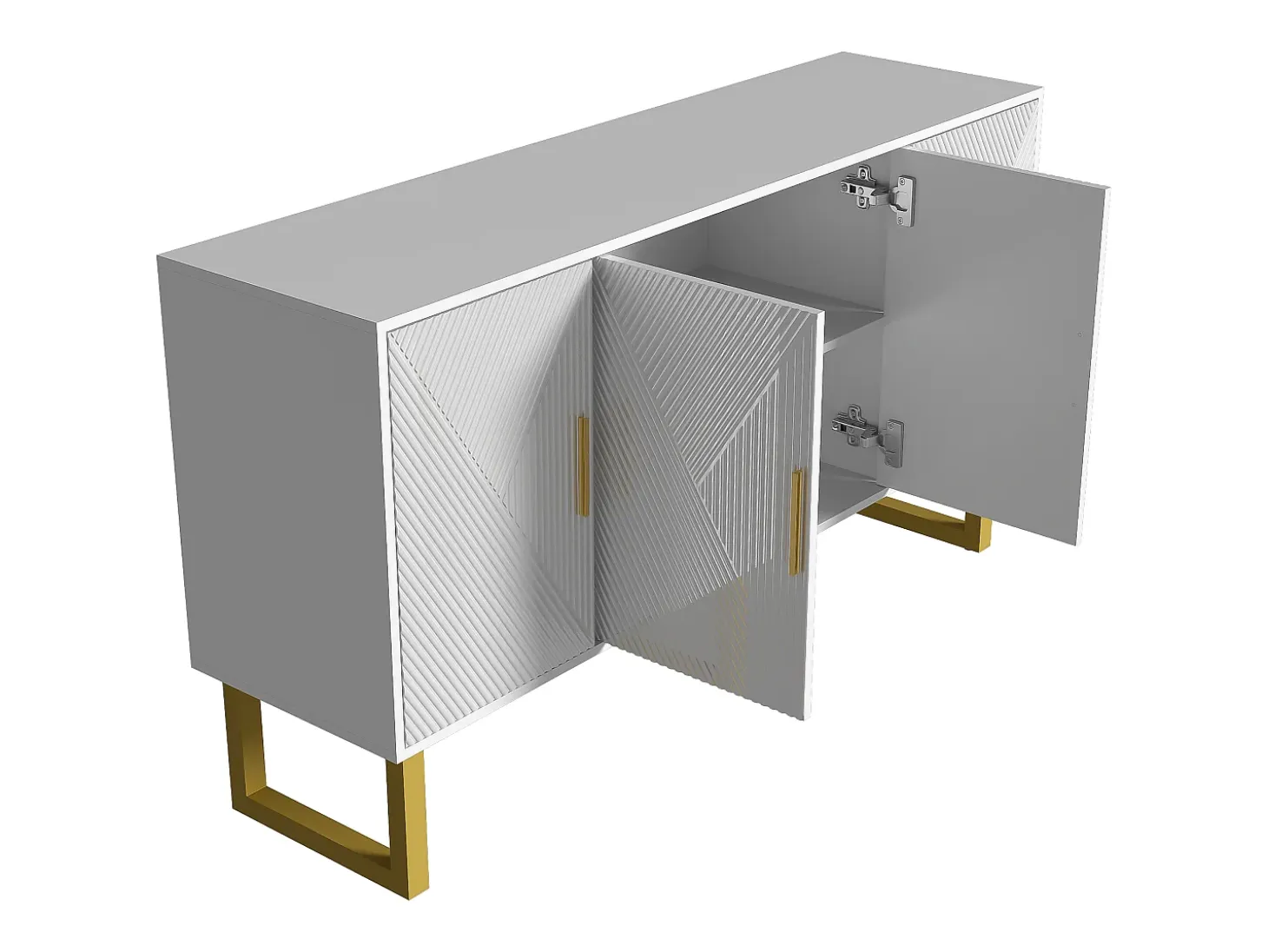 Aparador moderno - 4 puertas con estantes ajustables - Blanco