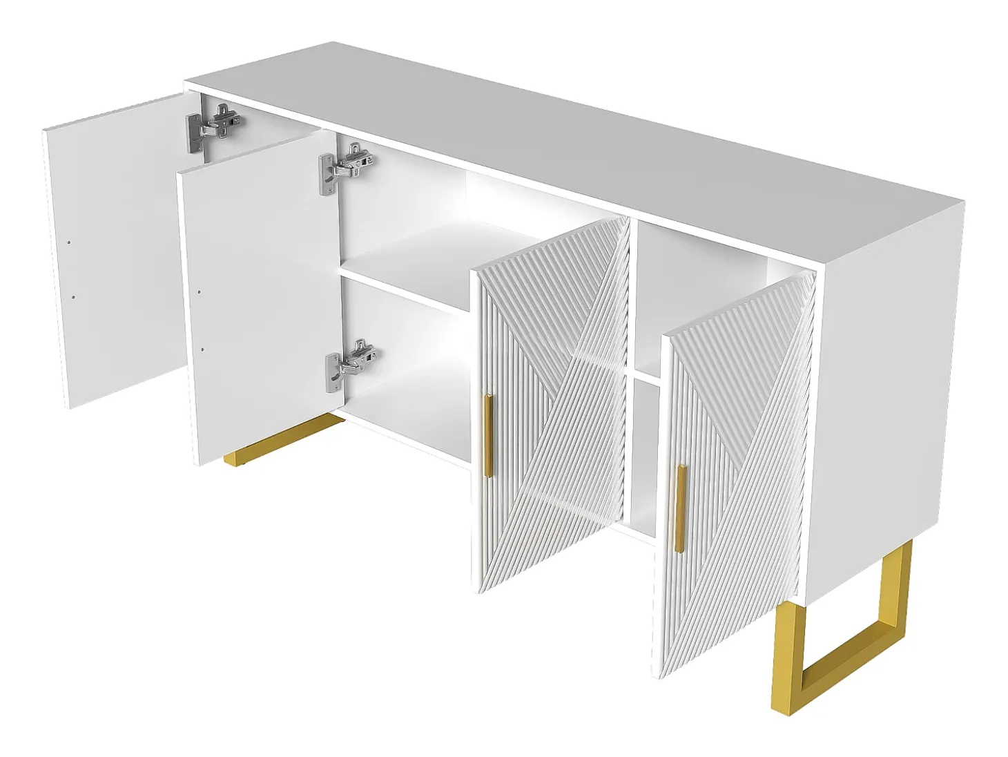 Aparador moderno - 4 puertas con estantes ajustables - Blanco