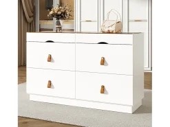 Aparador moderno - 120 x 40 x 78 cm - con 6 cajones - fabricado en vidrio templado de seguridad y aglomerado - blanco