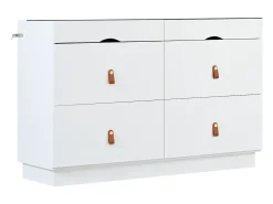 Aparador moderno - 120 x 40 x 78 cm - con 6 cajones - fabricado en vidrio templado de seguridad y aglomerado - blanco