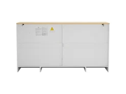 Aparador moderno - 140 x 40 x 75 cm - con 4 cajones + 4 puertas - para comedor y salón - aglomerado - blanco
