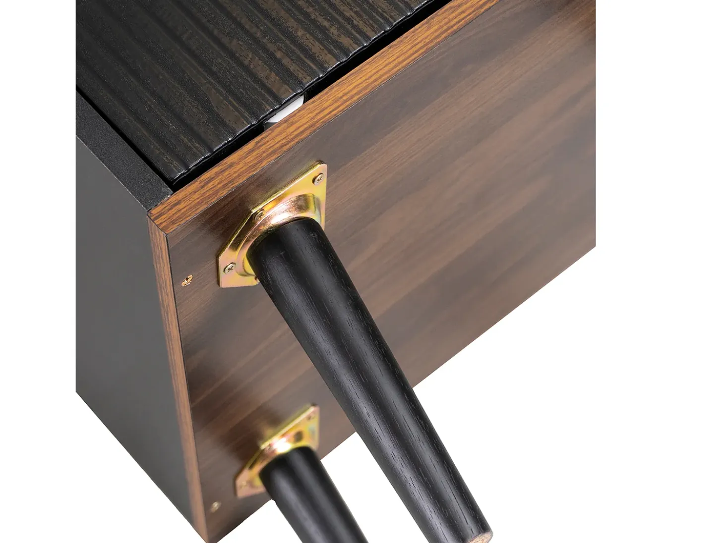 Aparador moderno, 3 cajones, diseño de madera, con estantes de almacenamiento, tablero de partículas, negro y madera (117,5x40x80 cm)