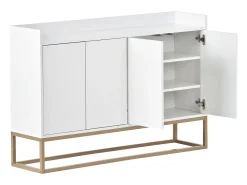 Aparador Moderno 120 x 30 x 80 cm - Aparador Estilo Minimalista con 4 Puertas para Comedor, Salón, Cocina - Blanco