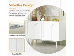 Aparador moderno con 4 puertas - 140 x 42 x 80 cm - madera MDF - color blanco