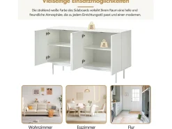 Aparador moderno con 4 puertas - 140 x 42 x 80 cm - madera MDF - color blanco