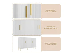 Aparador moderno con 4 puertas - 160 x 36,5 x 100 cm - Tablero de partículas - Para comedor - Blanco