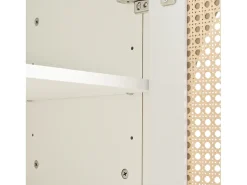 Aparador moderno con estantes ajustables - puertas de ratán - MDF - Blanco