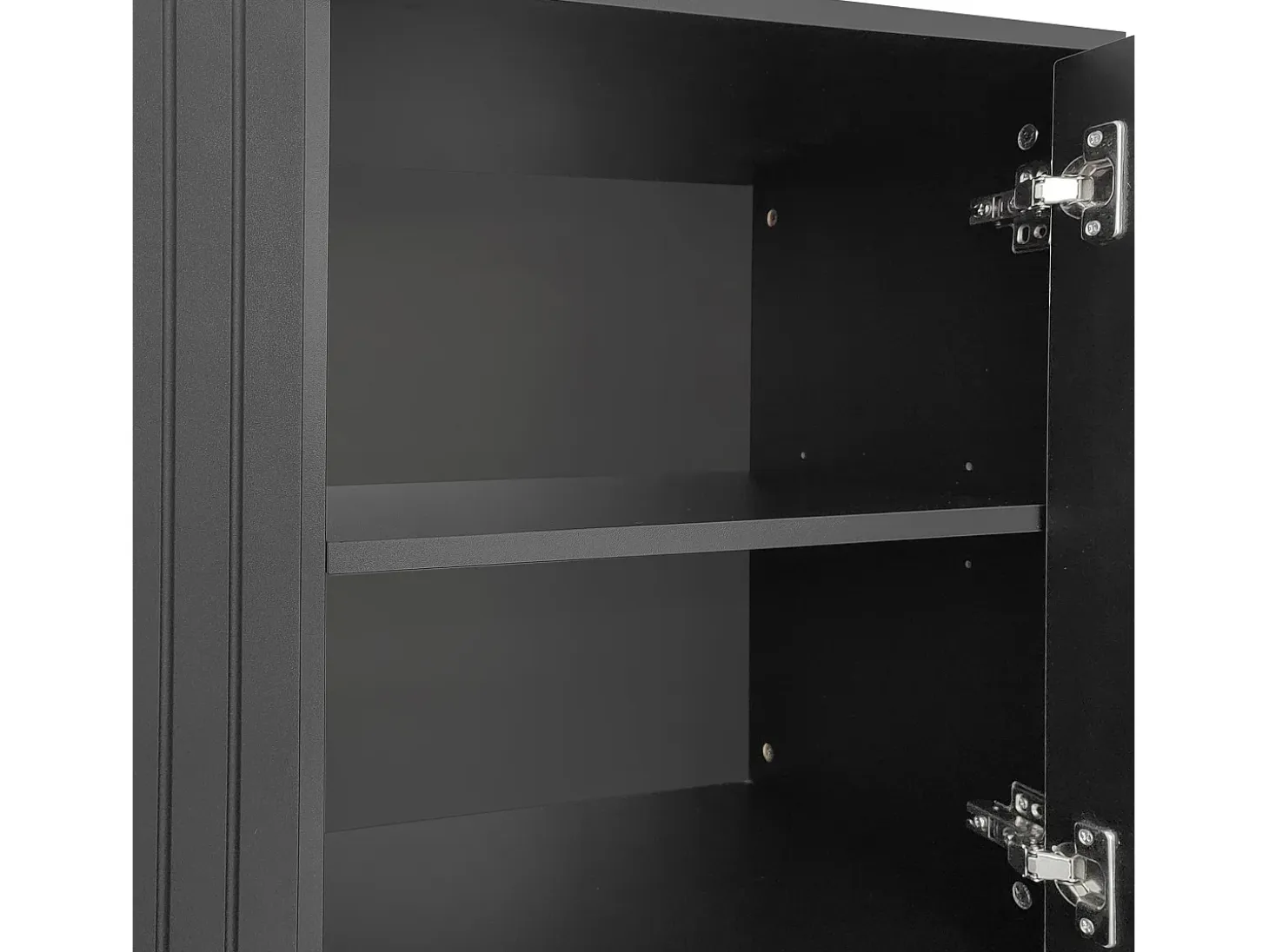 Aparador moderno con estantes regulables - 3 puertas en forma de U - tiradores y base de metal - Negro