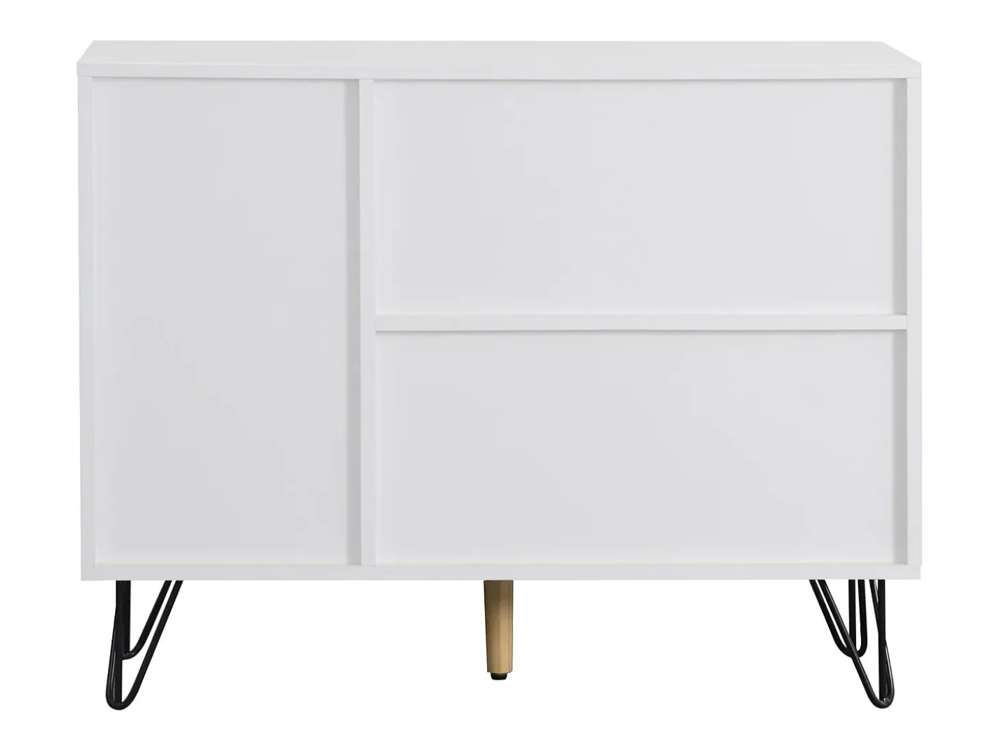Aparador moderno con patas metálicas, para recibidor y salón, 90 x 30 x 71,5 cm, color blanco.