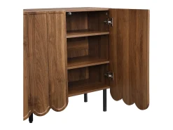 Aparador moderno con puertas onduladas - 120 x 35 x 80 cm - con estantes regulables - MDF - natural oscuro
