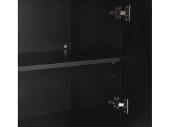 Aparador moderno de 4 puertas sin tiradores, 145 x 41,5 x 80 cm, para salón, comedor, color negro