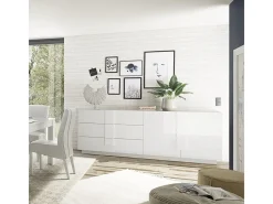 Aparador moderno de 2 puertas y 3 cajones en blanco brillante Jupiter WH L1