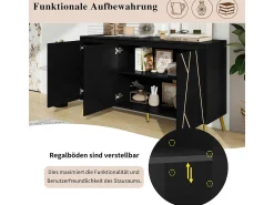 Aparador moderno de 3 puertas sin tiradores, color negro (mueble buffet)