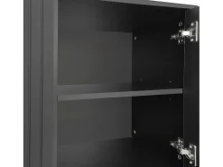Aparador moderno de 3 puertas con estantes ajustables, puertas en forma de U, 138 x 40 x 80 cm, color negro