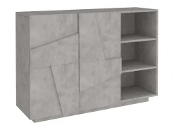 Aparador moderno de salón con 2 puertas y 3 estantes abiertos Ping Komode Concrete