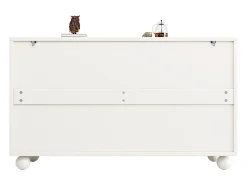 Aparador moderno para comedor y salón - 120 x 35 x 71 cm - con 4 puertas + estante ajustable - MDF + metal - blanco